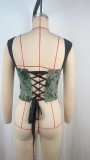 Retro Printed Fishbone Corset Camisole Vest GPBY-VE8575