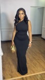 Single Shoulder Sleeveless Split Maxi Dress GADE-9438