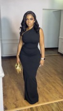 Single Shoulder Sleeveless Split Maxi Dress GADE-9438
