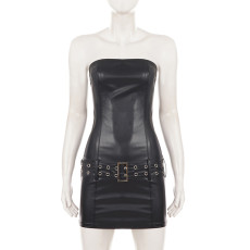 PU Leather Belt Mini Dress GPKJ-MR51383