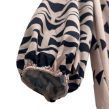 Plus Size Print Long Sleeve Maxi Dress QMZF-1877