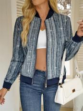 Casual Zipper Sequin Long Sleeve Jackets GYLY-10866