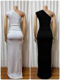 Single Shoulder Sleeveless Split Maxi Dress GADE-9438