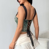 Retro Printed Fishbone Corset Camisole Vest GPBY-VE8575