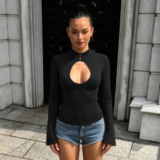 Sexy Hollow Out Long Sleeve Tops GPKJ-MR50896