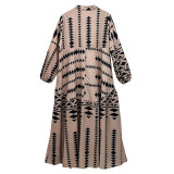 Plus Size Print Long Sleeve Maxi Dress QMZF-1877