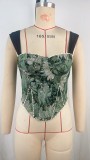 Retro Printed Fishbone Corset Camisole Vest GPBY-VE8575