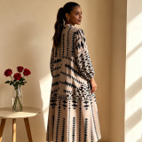 Plus Size Print Long Sleeve Maxi Dress QMZF-1877