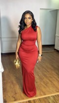 Single Shoulder Sleeveless Split Maxi Dress GADE-9438
