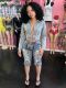 Denim Embroidered Long Sleeve Two Piece Pants Set MEM-88720
