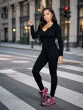 Solid Color Long Sleeve Yoga Two Piece Pants Set CM-60820