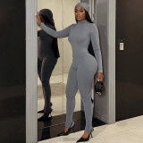 Long Sleeve Solid Color Bodysuit 3 Piece Pants Set(With Headscarf) MXBF-J26ST356