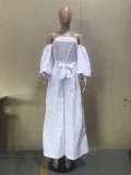 Solid Color Tie Up Wide Leg Two Piece Pants Set OD-8783