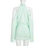 Long Sleeve Off Shoulder Chiffon Mini Dress GSZM-C26DS334