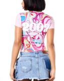 Letter Printed Colorful Contrast Color T Shirt GNJF-Z8
