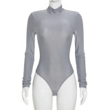 Long Sleeve Solid Color Bodysuit 3 Piece Pants Set(With Headscarf) MXBF-J26ST356
