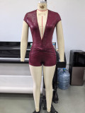 Deep V Neck Short Sleeve Romper GHYX-TXY5472