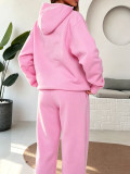 Solid Color Long Sleeve Hooded Two Piece Pants Set MIL-L407