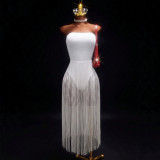 Off Shoulder Backless Tassel MaxI Dress GHYX-TXY5493