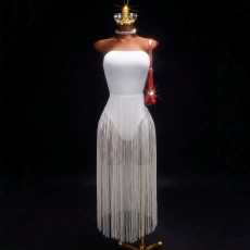 Off Shoulder Backless Tassel MaxI Dress GHYX-TXY5493