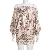 Leopard Printed Long Sleeve Mini Dress MXBF-D26DS344