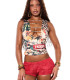 Leopard Printed Hollow Out Two Piece Shorts Set GNJF-JY6982