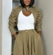 Metallic Zippered Ruffled Bubble Sleeve Coat LSD-3004