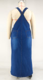 Plus Size Fashion Washed Denim Strap Dress GDAM-218715