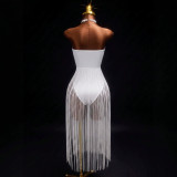 Off Shoulder Backless Tassel MaxI Dress GHYX-TXY5493