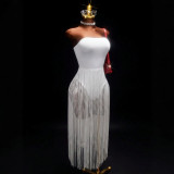 Off Shoulder Backless Tassel MaxI Dress GHYX-TXY5493