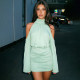 Long Sleeve Off Shoulder Chiffon Mini Dress GSZM-C26DS334