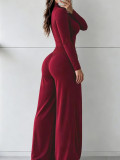 Solid Color Loose Long Sleeve Pants 2 Piece Set MIL-L414