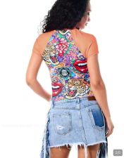 Colorful Printed Contrast Color T Shirts GNJF-Z10