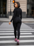 Solid Color Long Sleeve Yoga Two Piece Pants Set CM-60820
