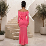 Solid Color One Shoulder Ruched Maxi Dress CYA-902514