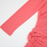 Solid Color One Shoulder Ruched Maxi Dress CYA-902514