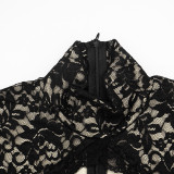 Lace Patchwork Long Sleeve Seventh Jumpsuit MXBF-D26JP337