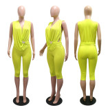 Sleeveless Solid Color Seventh Jumpsuit CYA-902500