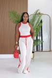 Contrast Color Sleeveless Vest Two Piece Pants Set GTYZ-7627