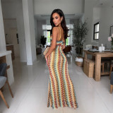 Sexy Printed Spaghetti Strap Maxi Dress CYA-902494
