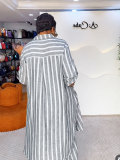 Plus Size Stripe Long Sleeve Two Piece Pants Set HNIF-DJP007