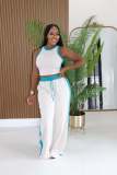 Contrast Color Sleeveless Vest Two Piece Pants Set GTYZ-7627