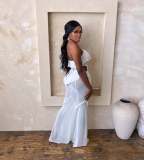 Ruffles Sleeveless Mesh See Through Maxi Dress GTYZ-7620