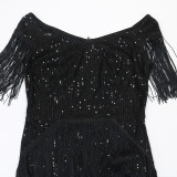 Irregular Tassel Sequin Midi Dress CYA-902483