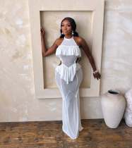 Ruffles Sleeveless Mesh See Through Maxi Dress GTYZ-7620
