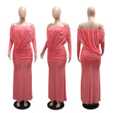 Solid Color One Shoulder Ruched Maxi Dress CYA-902514