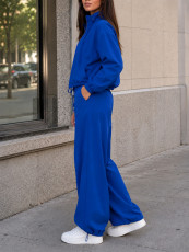 Loose Long Sleeve Zipper Two Piece Pants Set HNIF-TY043