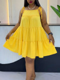 Plus Size Solid Color Loose Mini Dress HNIF-DJP002