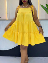 Plus Size Solid Color Loose Mini Dress HNIF-DJP002