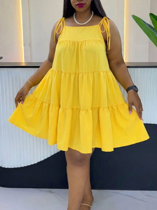 Plus Size Solid Color Loose Mini Dress HNIF-DJP002